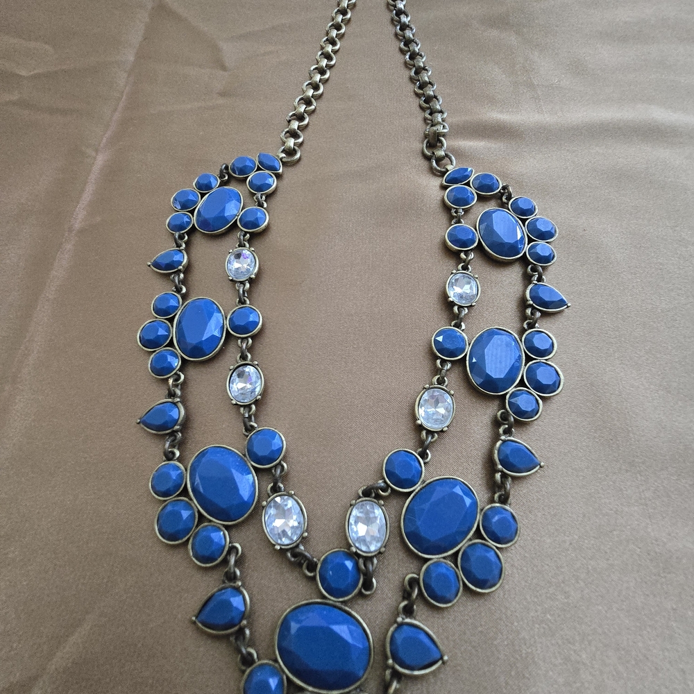 J. Crew Blue Floral Cluster Necklace - Picture 2 of 6